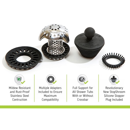 Tubshroom TubShroom Ultra Edition 1.5 in. Chrome Stainless Steel Hair Catcher TSULT455